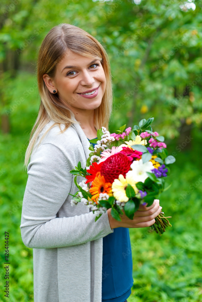 Smiling woman in love