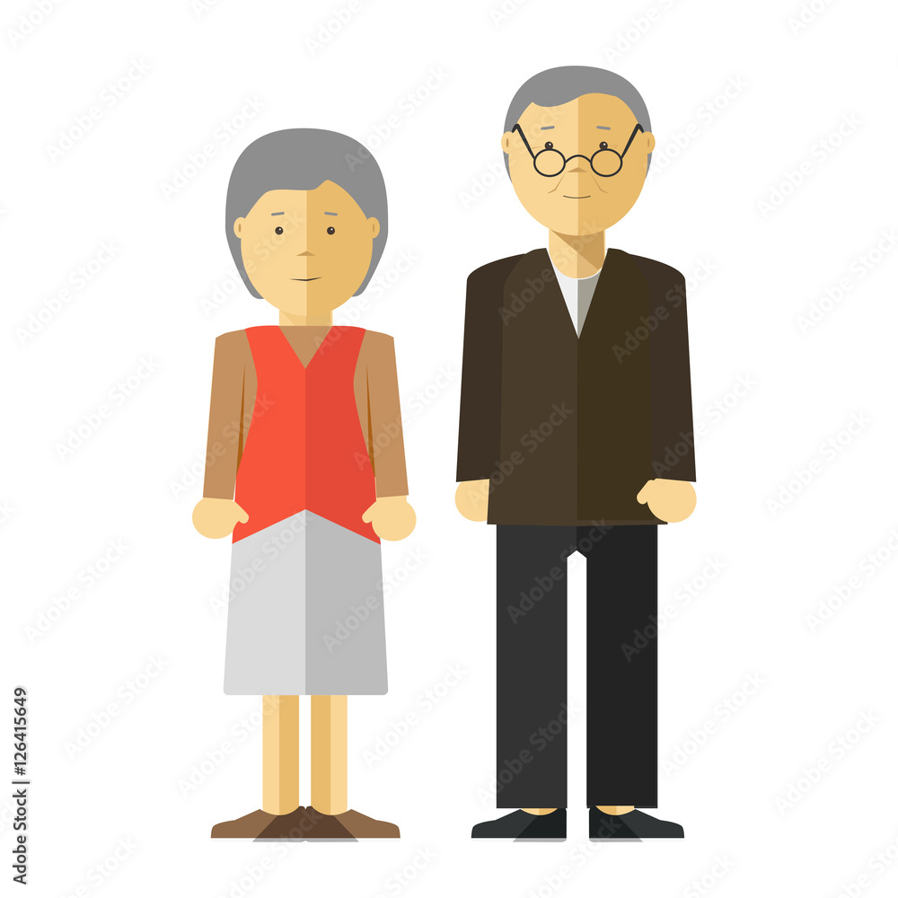 Vector old man and woman.