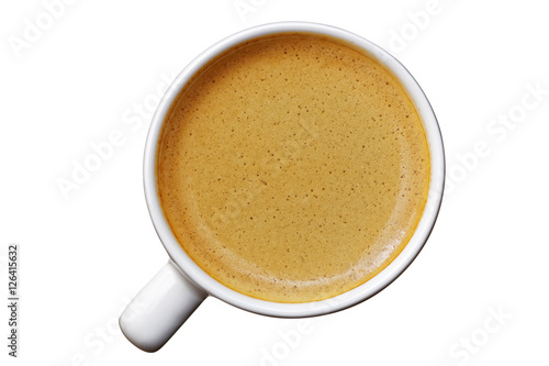 White cup of espresso on white