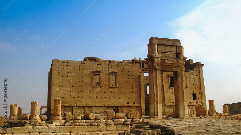 Fototapeta premium Destroyed temple of Baal in Palmyra, Syria. Eliminated by ISIS now.