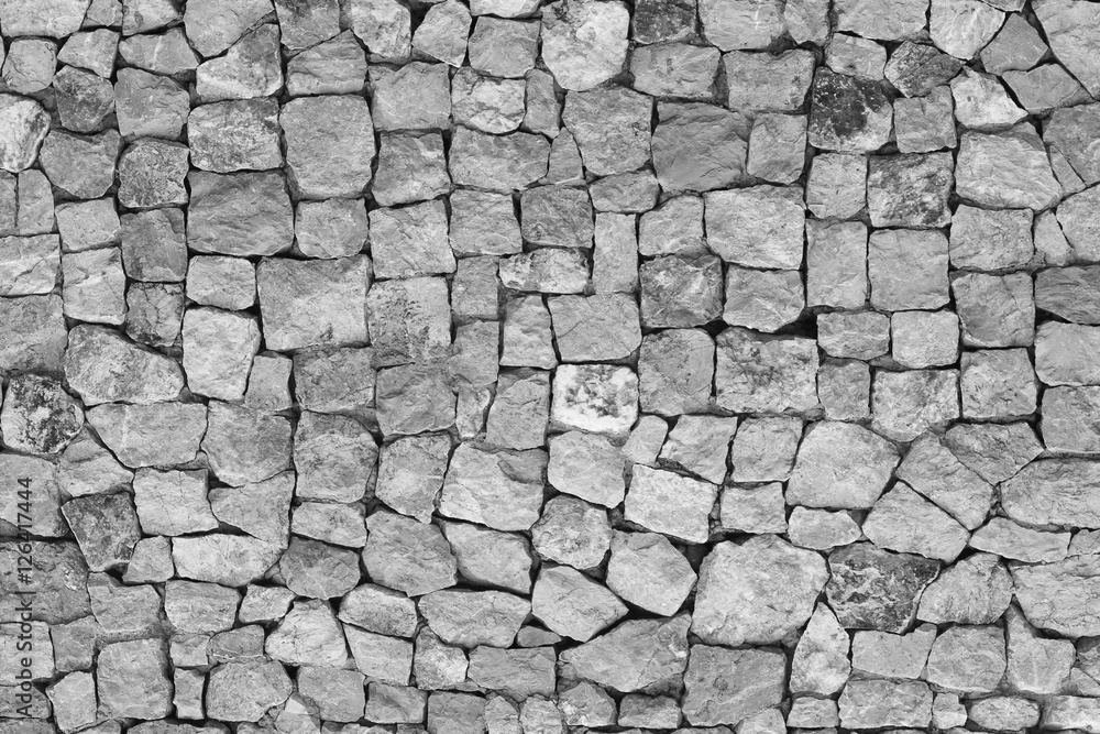 Stone wall texture. Black and white Stone Beautiful surface Stone wall texture. Black and white Stone Beautiful surface