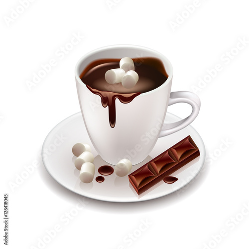 Hot chocolate drink isolated on white vector