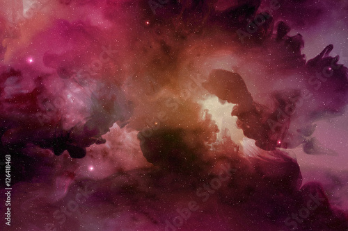 Fototapeta Naklejka Na Ścianę i Meble -  purple-red nebula and cosmic dust in outer space