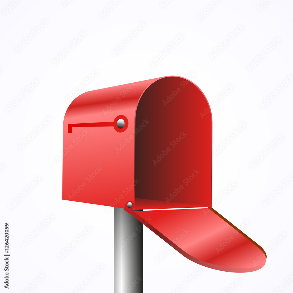 3d illustration of opened red mailbox, isolated on white, vector 3d illustration of opened red mailbox, isolated on white, vector