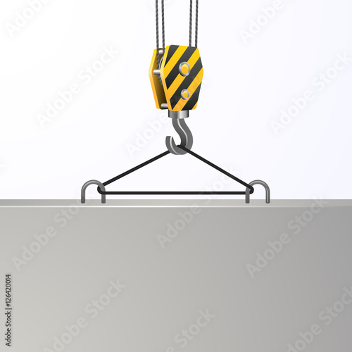 Vector Building Frame with hook and concrete slab, realistic design