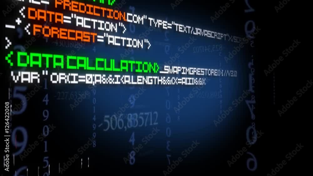 Algorithm blue computer science code screen perform calculation data ...