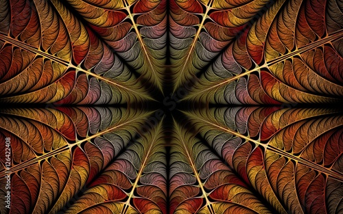 Fotografie Fiery fractal flower background, digital artwork for creative graphic art and de
