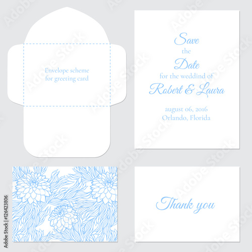 Set of vector greeting card for wedding