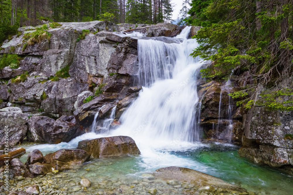 A gorgeous mountain waterfall. A gorgeous mountain waterfall.