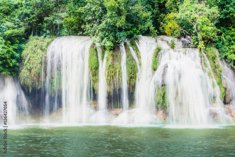 Sai Yok waterfall, the beautiful waterfall in forest at Sai Yok National Park - A beautiful waterfall on the River Kwai. Kanchanaburi, Thailand