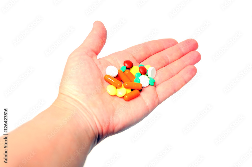 Insulated Hand with pills. Insulated Hand with pills.
