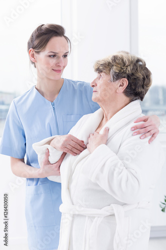 Senior woman and her nurse