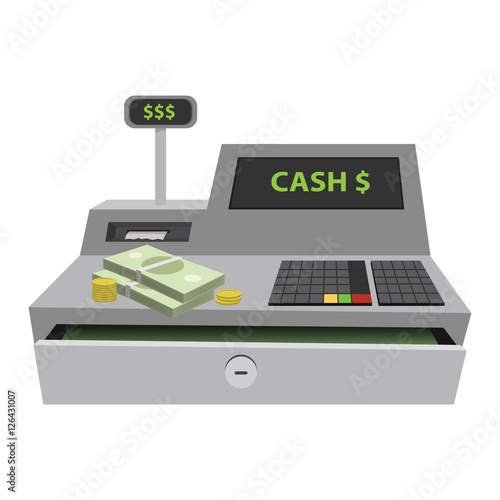 Cash register flat illustration.