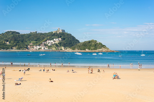 View to Igeldo  a quarter of San Sebastian. It is a small town located at the hillside of the same name towering over the west side of the Bay of La Concha one of the famous urban beaches in Europe