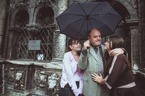 Wallpaper Mural Father and his daughters posing in the old town Torontodigital.ca