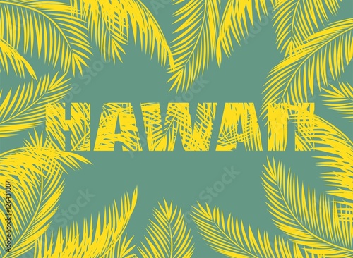 Yellow Hawaii print with palm leaves