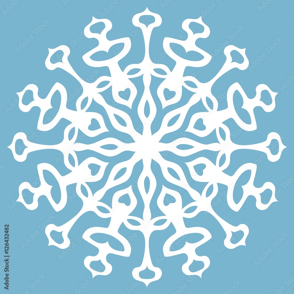 White snowflake on blue background. White snowflake on blue background.