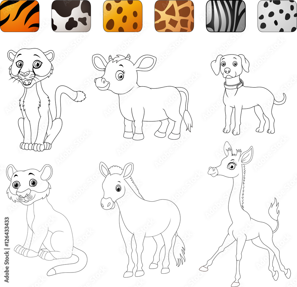 Naklejka premium Game make the choice skin matching. Wild animals