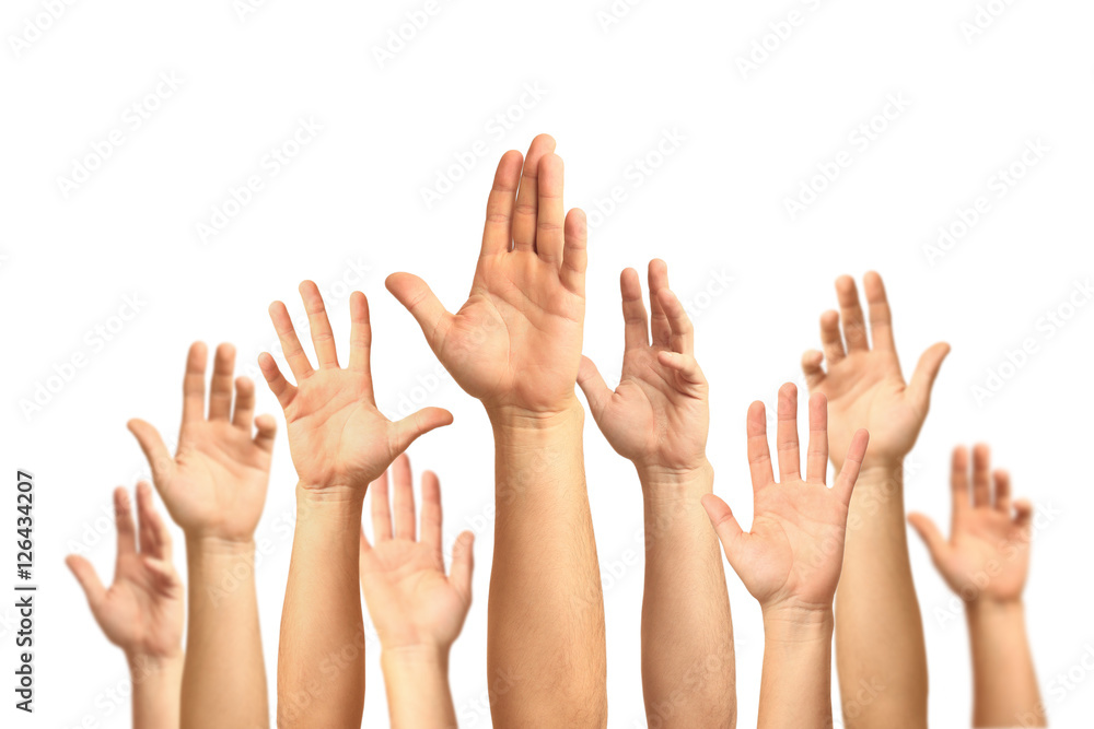 Hands up isolated on white background Hands up isolated on white background