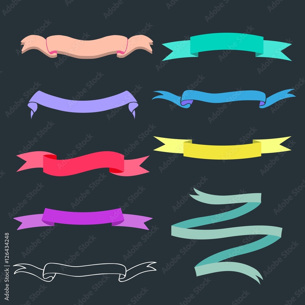 Cute vector ribbons set