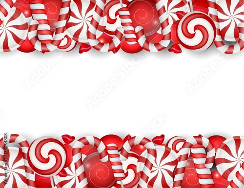 Sweet banner with white and red candies