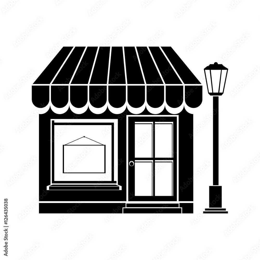 silhouette of little store building icon over white background. vector illustration silhouette of little store building icon over white background. vector illustration