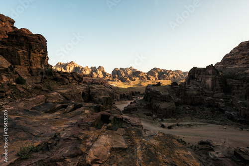  Ancient City of Petra panorama at the morning, Jordan.