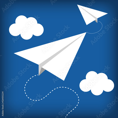 paper plane flying toy vector illustration design
