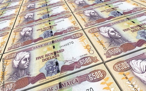 Jamaican dollar bills stacks background. 3D illustration photo