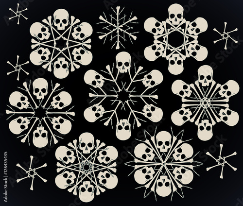 Skulls and bones jolly snowlakes