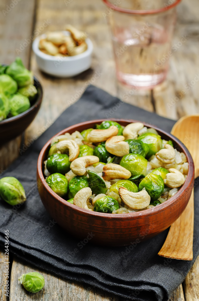 Brussels sprouts cashew brown rice Brussels sprouts cashew brown rice