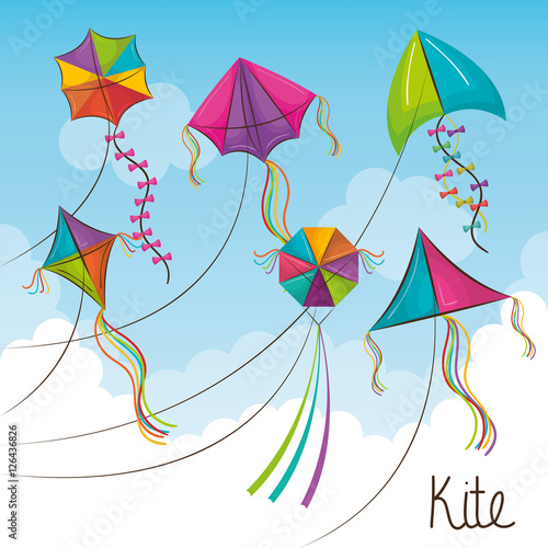 kite toy flying icon vector illustration design