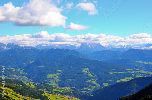 panorama of odle group dolomites photo