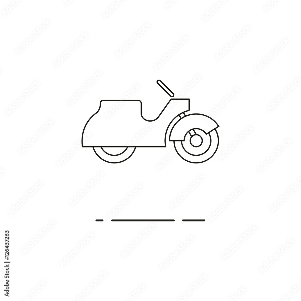 Vector illustration of line retro scooter icon on white background Vector illustration of line retro scooter icon on white background