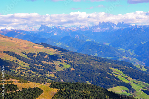 panorama of odle group dolomites photo