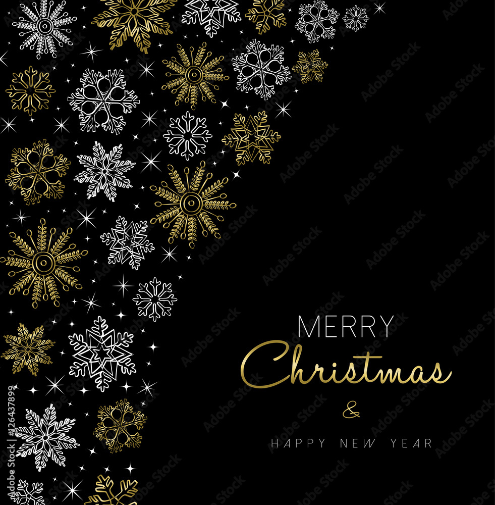 Christmas and New Year gold snow card design Christmas and New Year gold snow card design