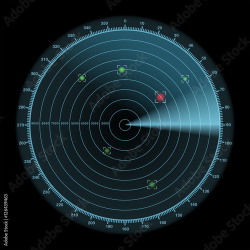 Radar display icon, enemy detection concept