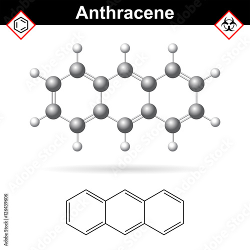 Anthracene chemical molecule, polycyclic aromatic hydrocarbon