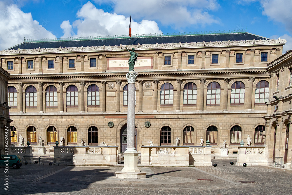 PARIS, FRANCE, APRIL 25 2016. Ecole des Beaux-Arts. It is made up of a complex of buildings located at 14 rue Bonaparte, between the quai Malaquais and the rue Bonaparte