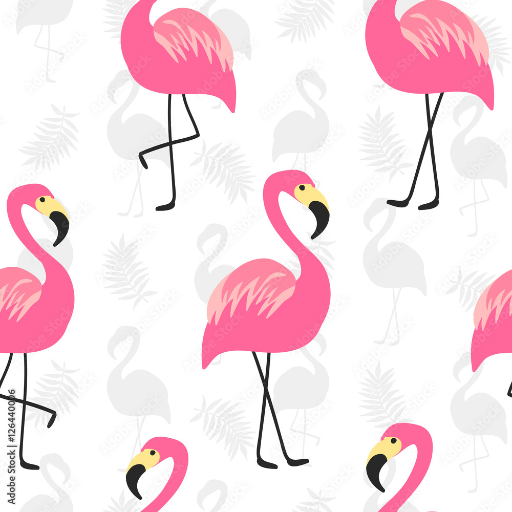 Beautiful seamless pattern with pink flamingo Beautiful seamless pattern with pink flamingo