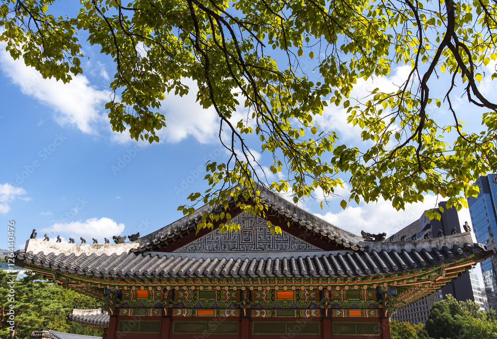 Obraz premium Letni krajobraz Pałac Changdeokgung w Seulu - Korea Południowa