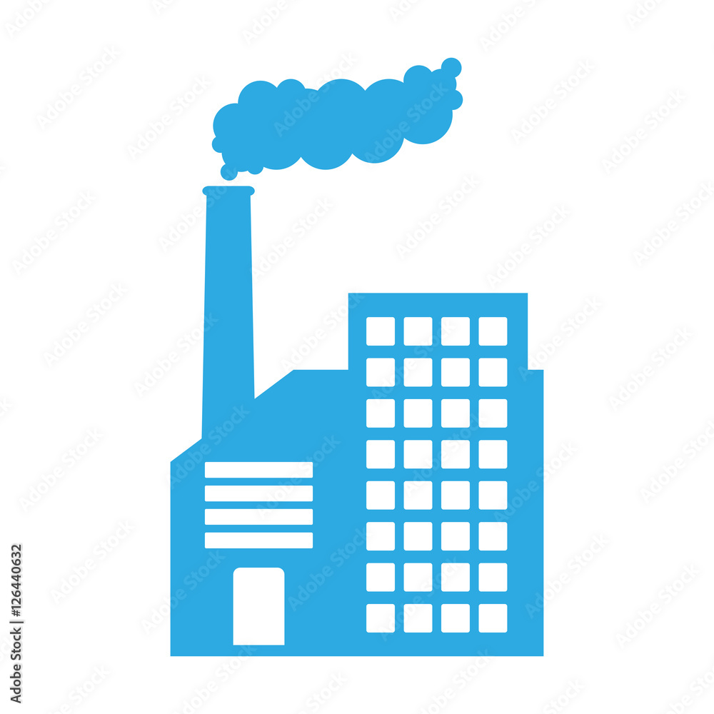 Obraz premium industrial factory building plant blue icon over white background. vector illustration