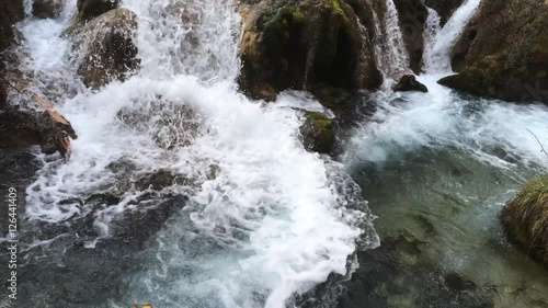 Pearl Shoal Waterfalls at Jiuzhaigou National Park  lake,  The UNESCO World Heritage in Sichuan , China in  Autumn  in November  located in  in  Tibetan-Qiang of Sichuan ,China photo