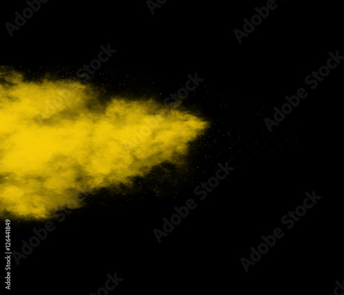Abstract yellow smoke background. Graphic design. Freeze motion.