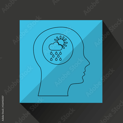 symbol weather icon. silhouette head and cloud rain sun vector illustration eps 10