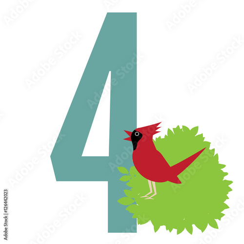 
Four calling birds from the song about the twelve days of Christmas.