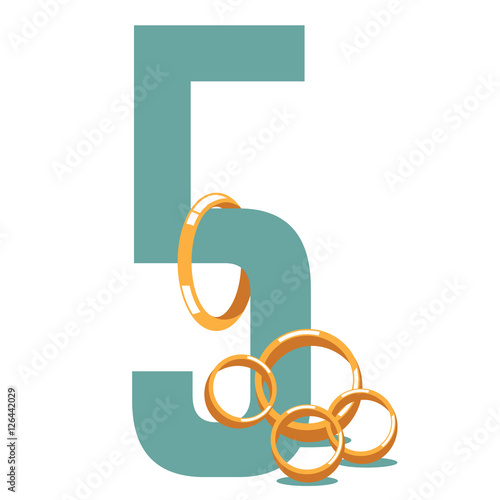 
Five golden rings. from the song about the twelve days of Christmas. EPS 10 vector.
