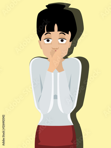 strongly surprised person, vector cartoon portrait