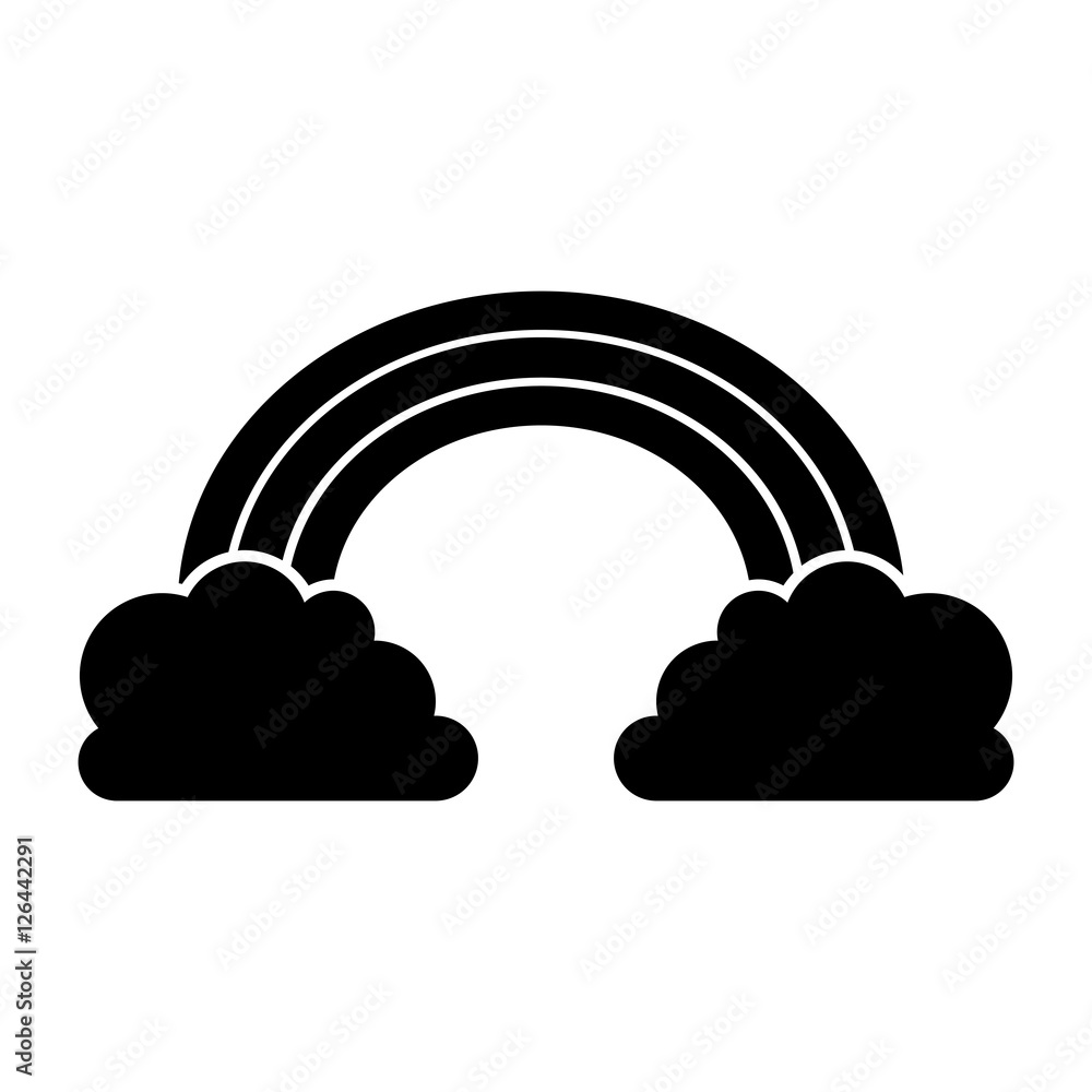 silhouette of rainbow and clouds icon over white background. vector illustration silhouette of rainbow and clouds icon over white background. vector illustration