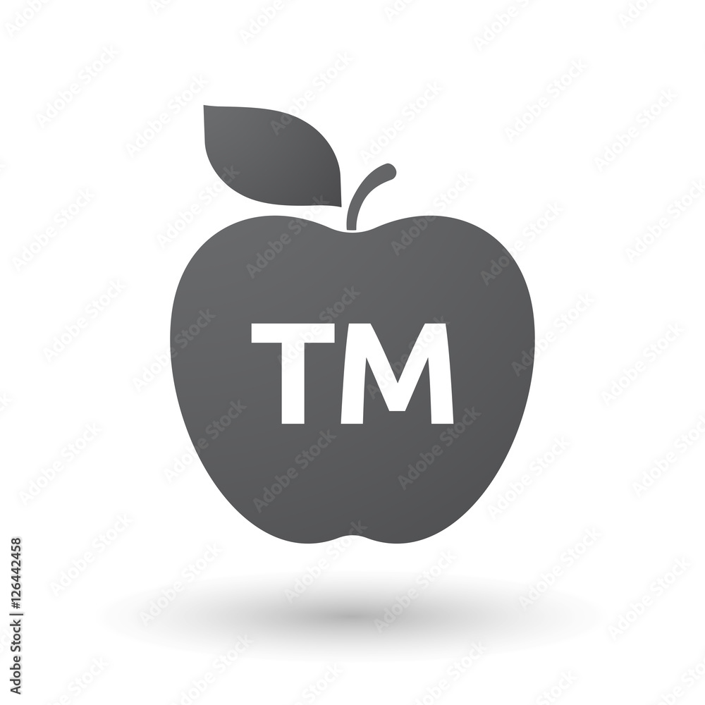 Isolated apple fruit with    the text TM